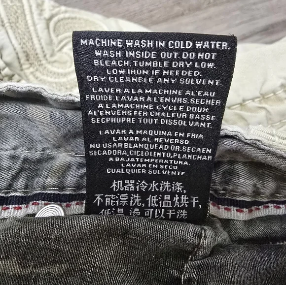 Affliction Y2K Cargo Coatal Detailed Mens Shorts Size 33 Cream Baggy Streetwear - Picture 9 of 14